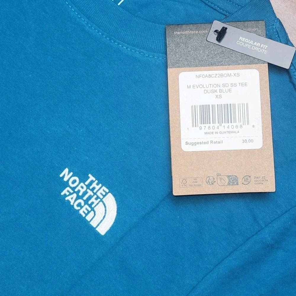 The North Face Shirt Mens X-Small Hero Blue Evo Box Never Stop Exploring Tee NWT